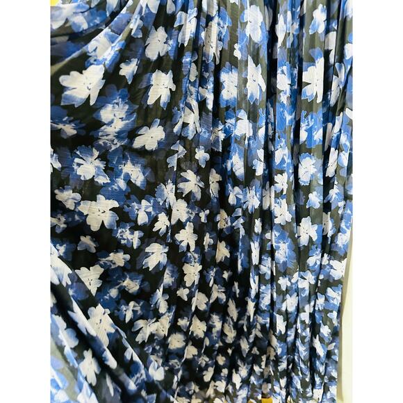 ML MONIQUE LHUILLIER Blue Black Melanie V-Neck Maxi Chiffon Dress size 6 - Picture 11 of 11